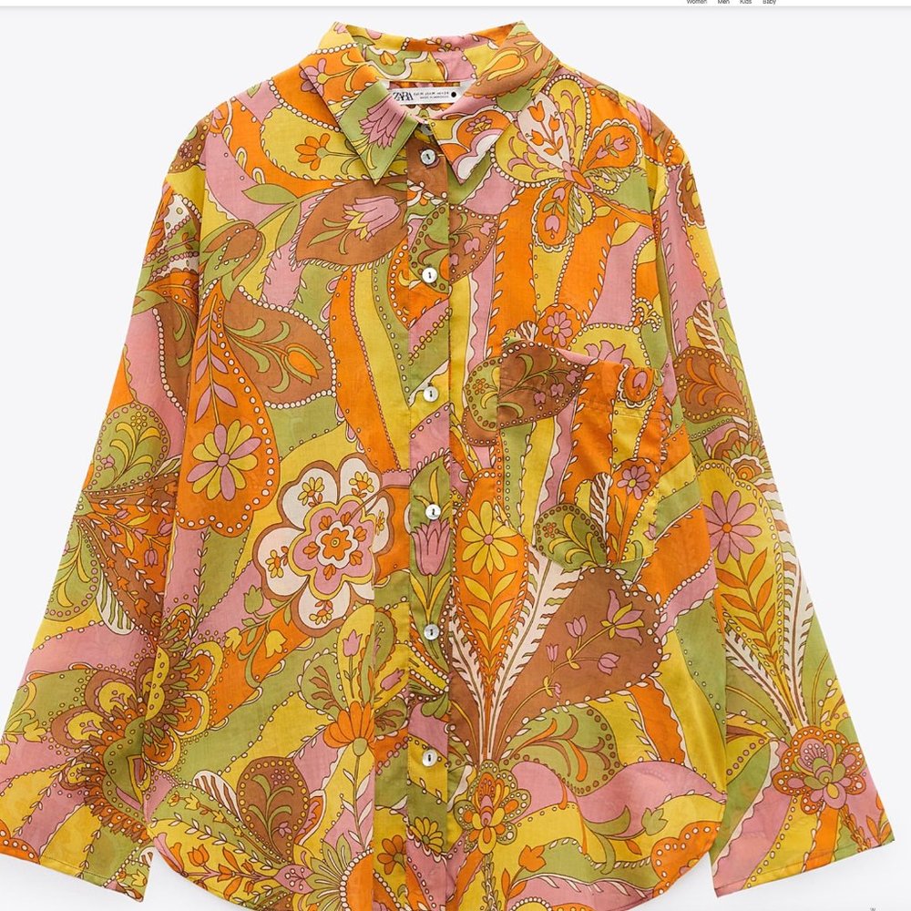 Zara Printed Shirt, Multicolored; 100% Cotton